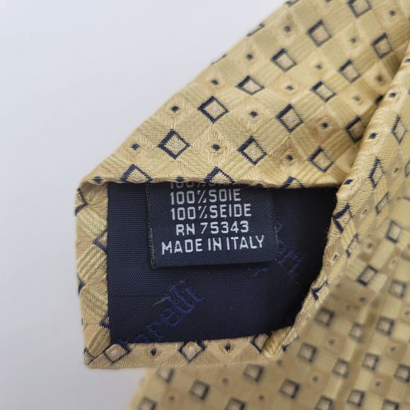 NWOT Federico Bertarelli Men's Yellow Check Silk Tie OS - Picture 6 of 7